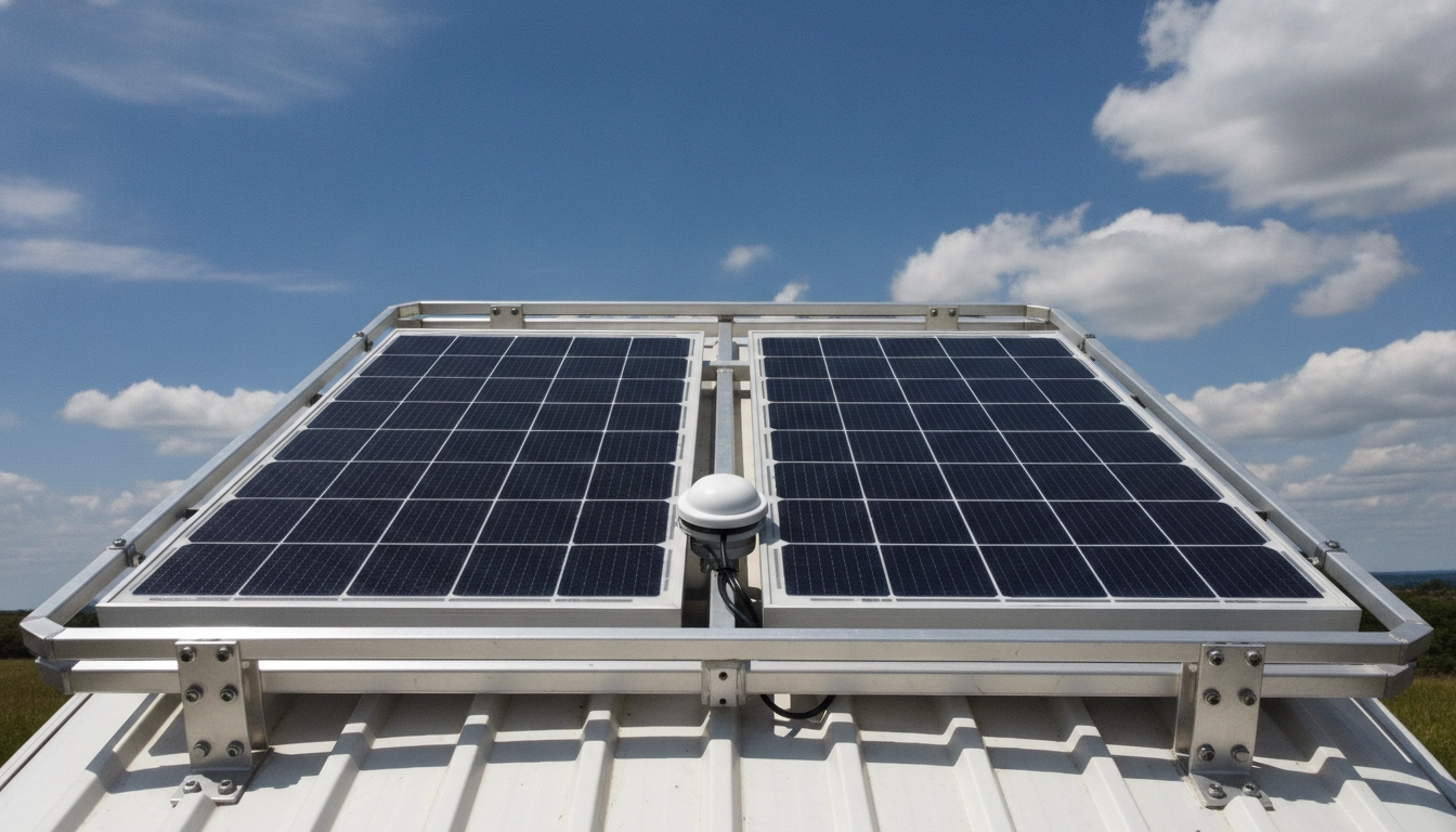 Panneaux solaires rigides installés sur le toit d'un van aménagé pour l'autonomie électrique en road trip