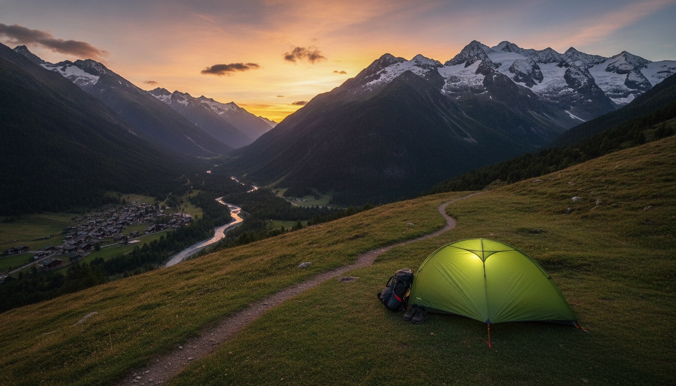 Un randonneur profite d'un moment de repos sur un spot où faire du bivouac légalement en montagne en France.