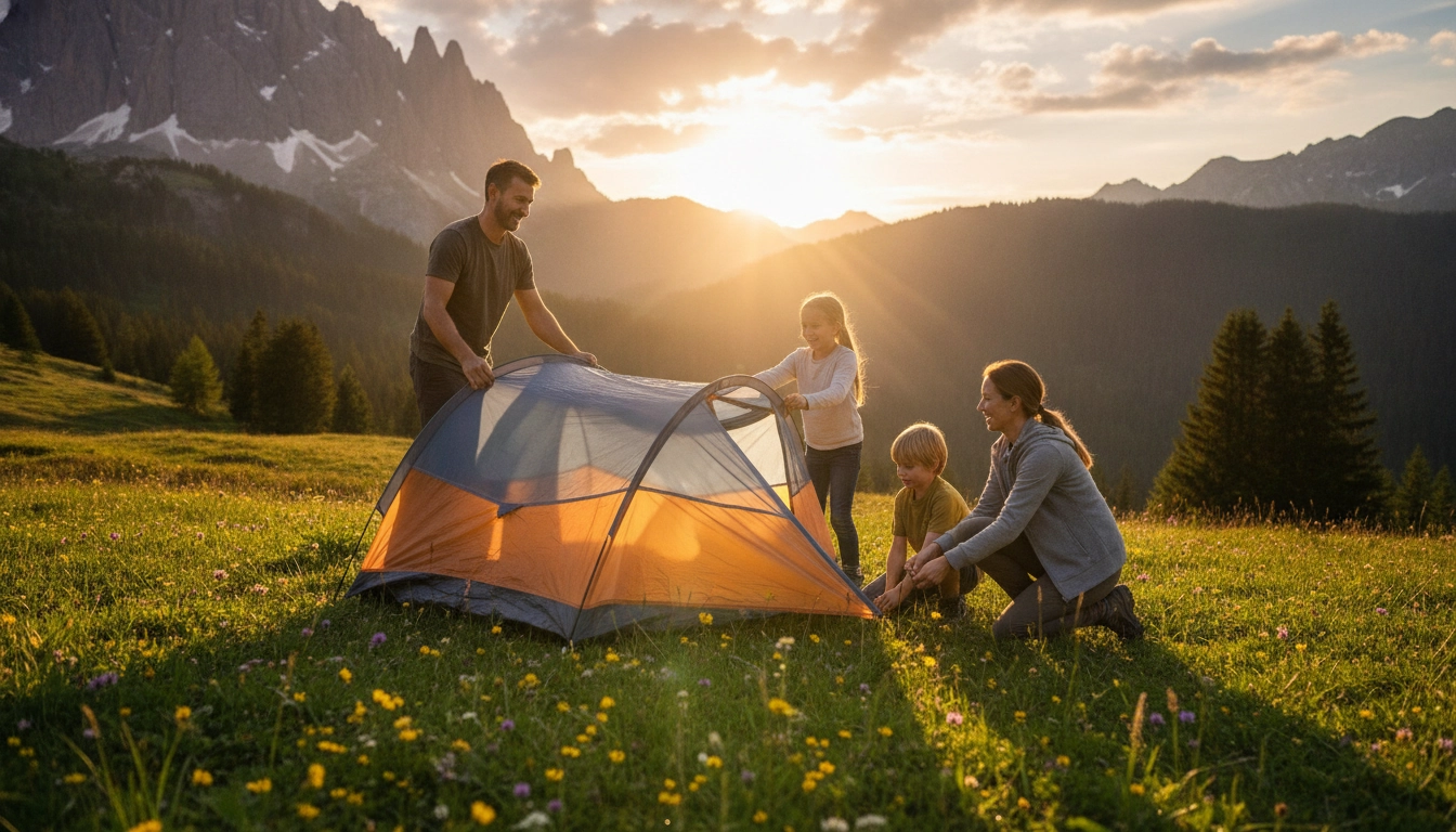 Exemple de bivouac en pleine nature avec des enfants conseils sécurité pour une installation réussie.