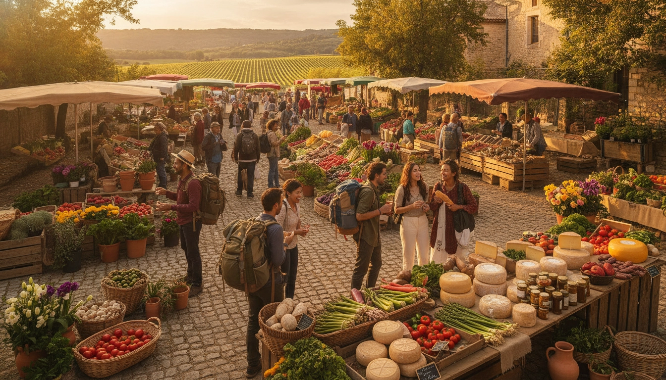 Marché local français pour optimiser son budget alimentation road trip avec des produits frais régionaux