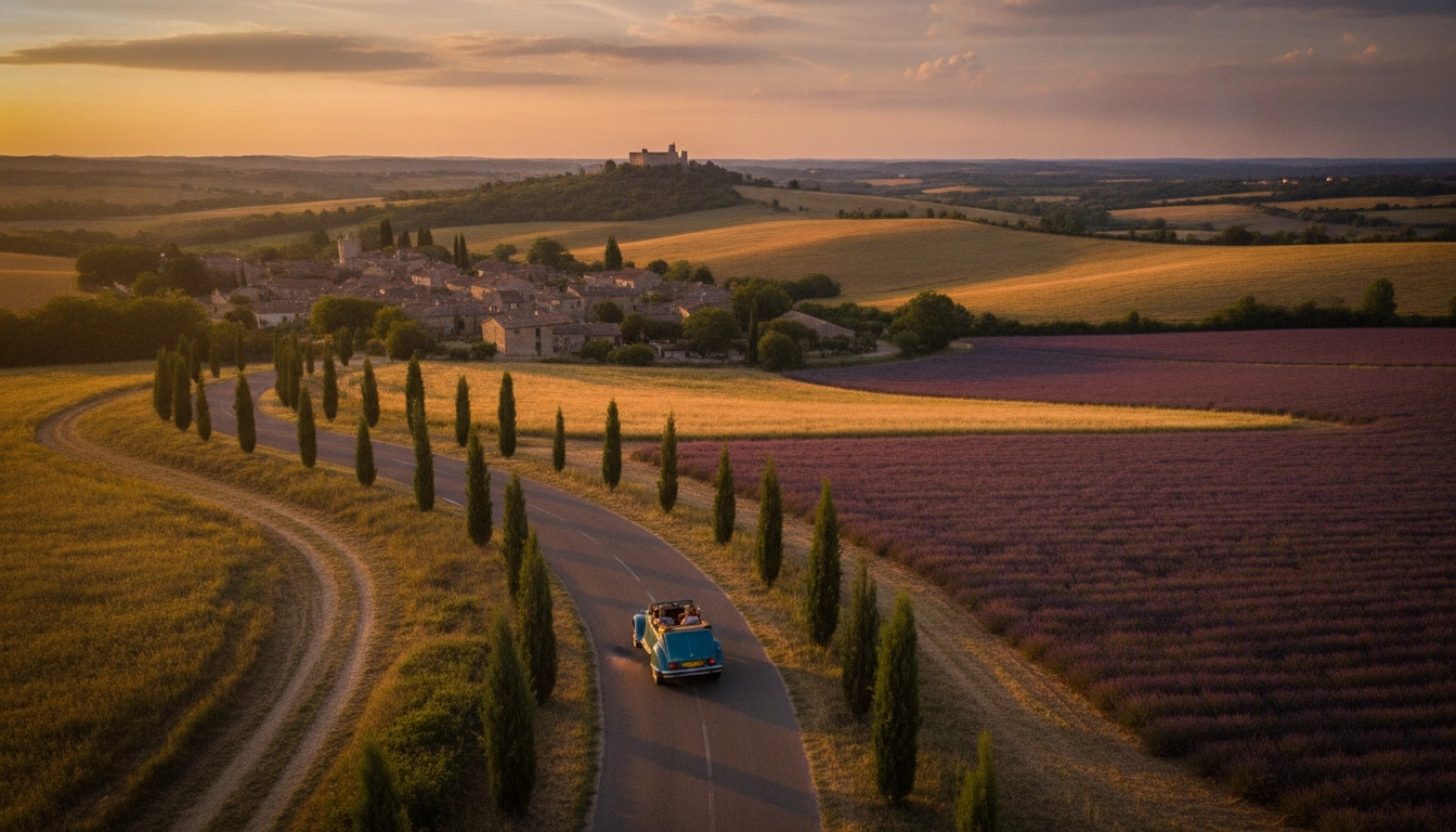 Paysage magnifique pour apprendre comment calculer les étapes d'un road trip en France