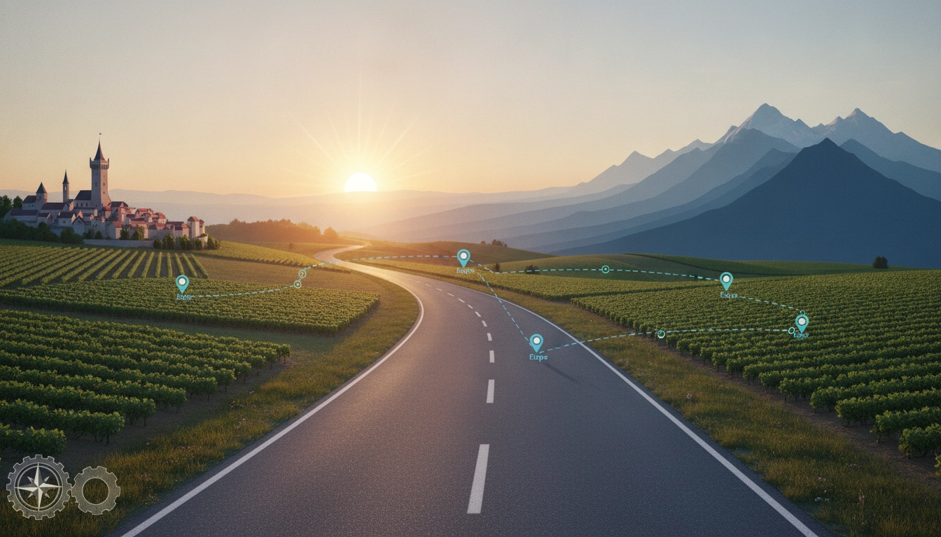 Une carte routière posée sur un siège de voiture, illustrant comment calculer les étapes d'un road trip en France.