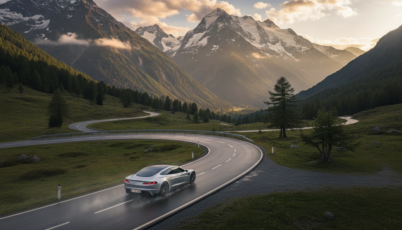 Paysage spectaculaire lors d'un cols de montagne mythiques Alpes itinéraire road trip