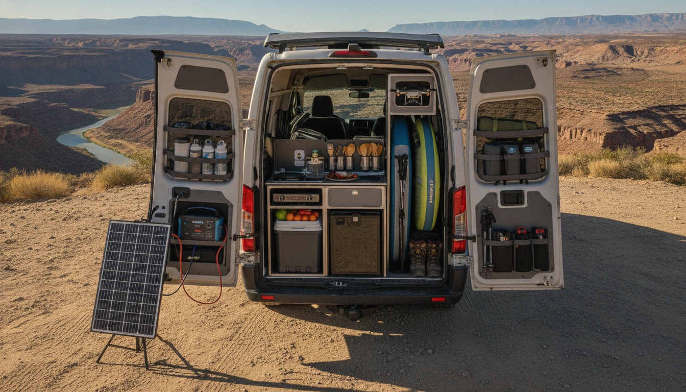 Aménagement intérieur optimisé pour un équipement van aménagé road trip autonomie réussi
