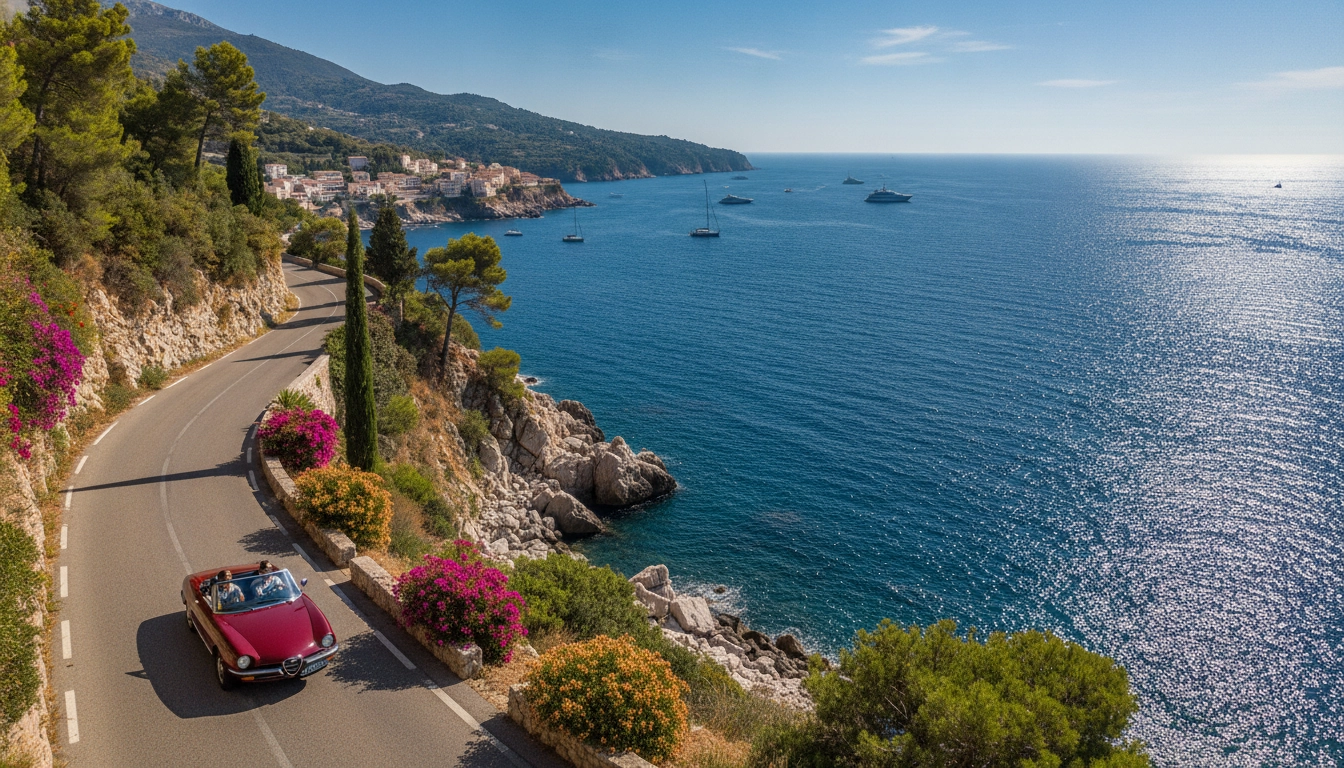Paysage côtier ensoleillé pour illustrer les erreurs à éviter road trip côte méditerranée été.