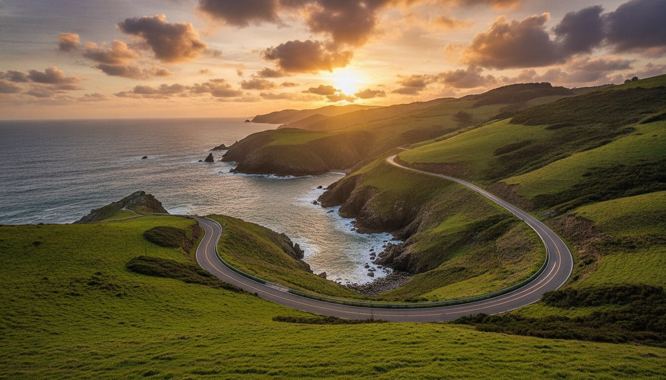 Vue panoramique sur les étapes incontournables road trip Pays Basque atlantique avec ses falaises abruptes.