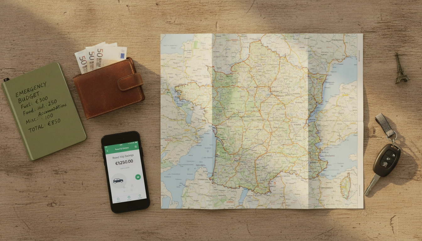 Préparation du budget de road trip avec fonds d'urgence — gérer dépenses imprévues voyage en France