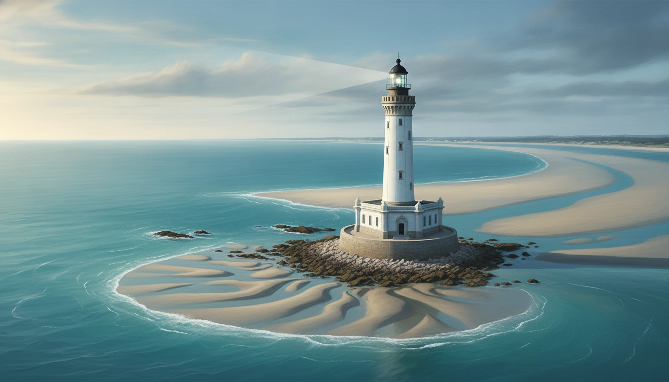 Le phare de Cordouan majestueux sous un ciel bleu, illustrant l'histoire du phare de Cordouan estuaire de la Gironde.