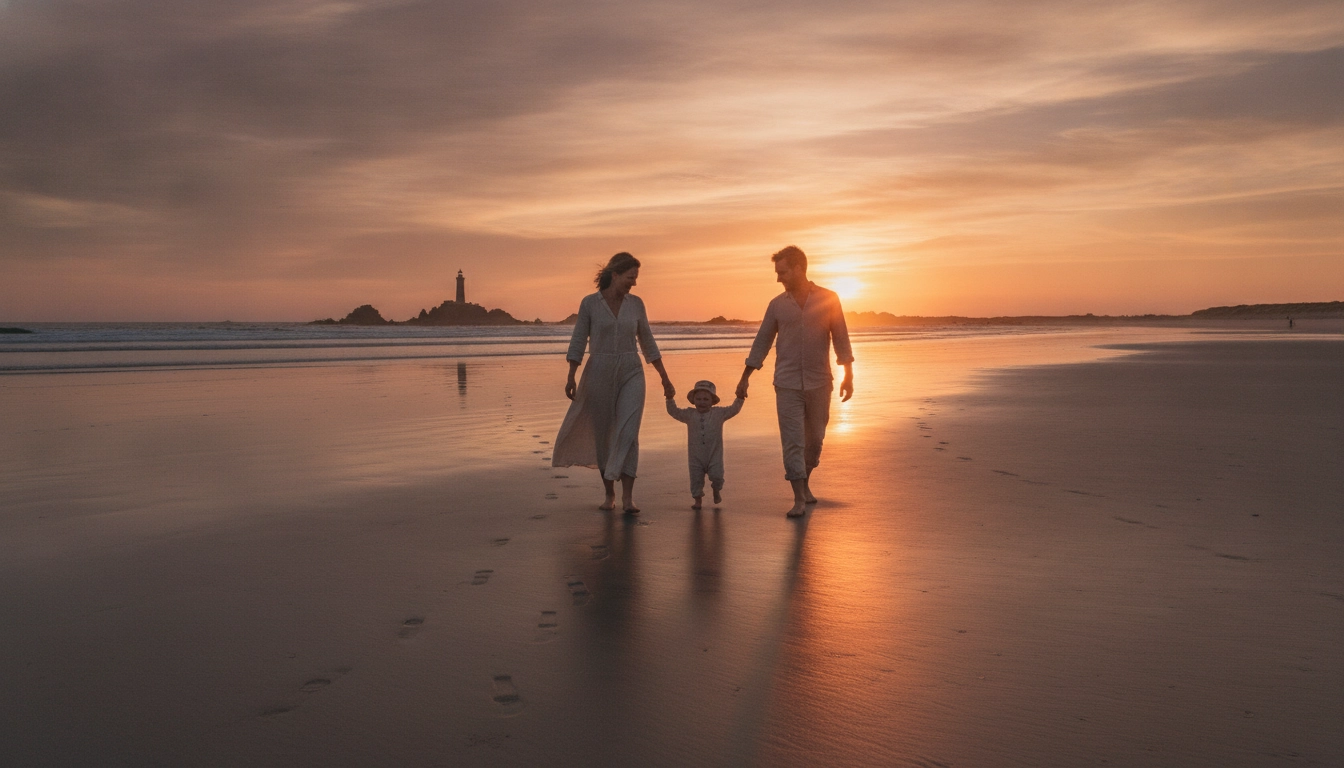 Moments de détente sur la plage lors d'un itinéraire road trip famille bretagne avec enfants en bas âge
