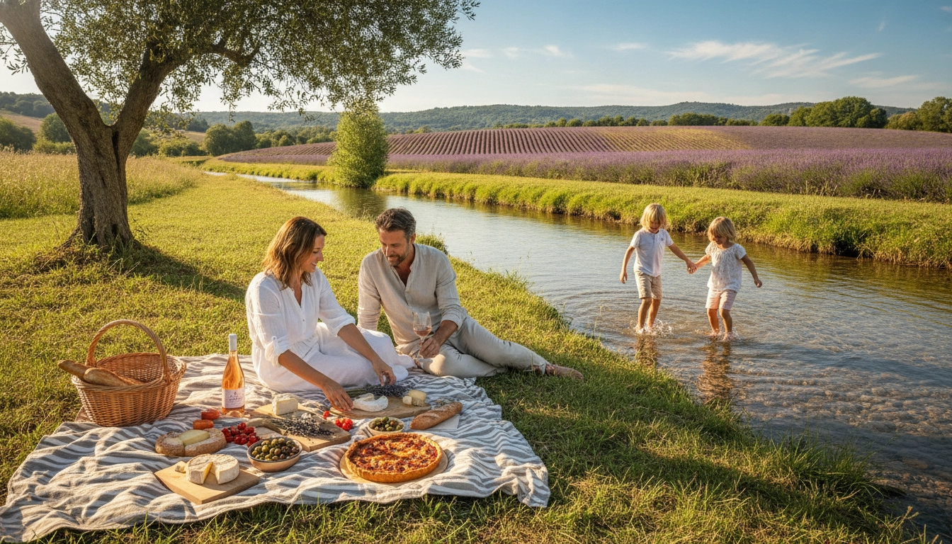 Pique-nique en famille lors d'un road trip dans le sud de la France en Provence