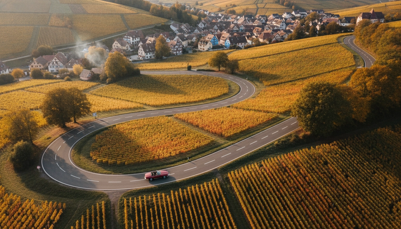 Itinéraires road trip thématiques en Alsace : route des vins et vignobles alsaciens en automne