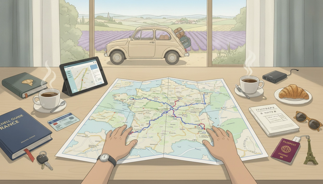Guide complet pour préparer son road trip en France avec carte et accessoires de voyage