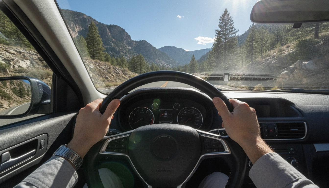 Conduire prudemment en montagne après avoir vérifié sa voiture.