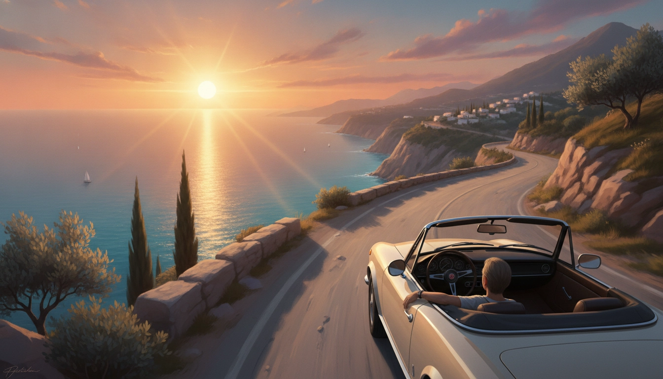 Vue panoramique d'un road trip sur la côte méditerranée avec falaises et mer turquoise