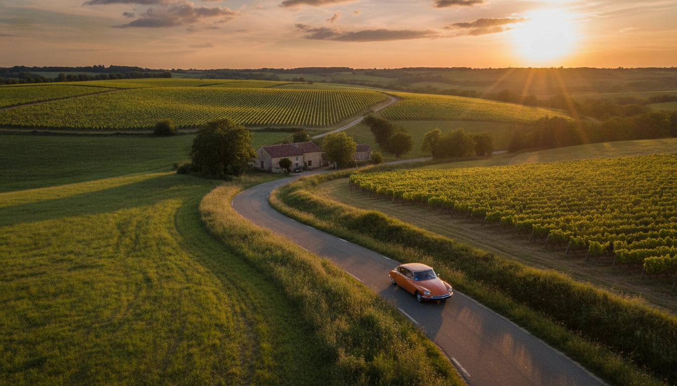 Paysage vallonné sur la route d'un road trip gastronomique dans le sud-ouest de la France