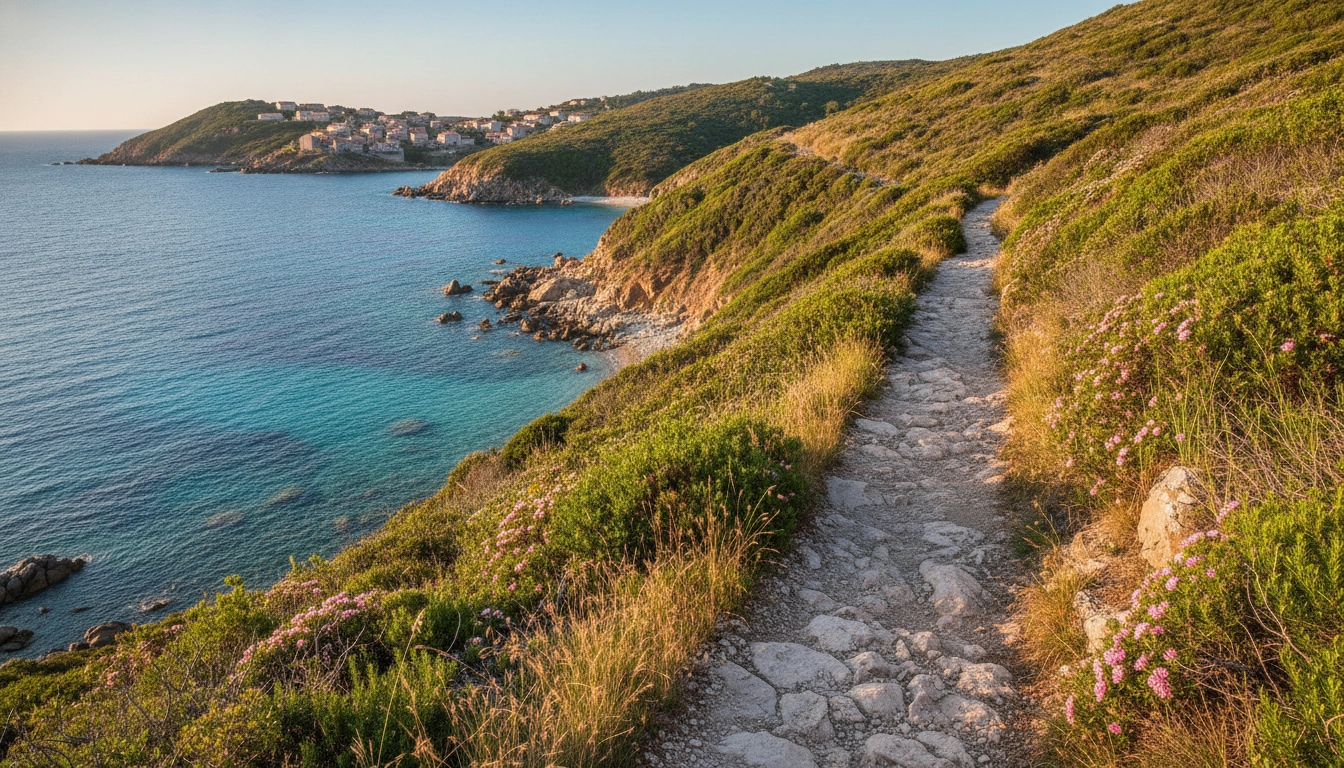 Chemin littoral méconnu en Corse avec village authentique et crique turquoise déserte