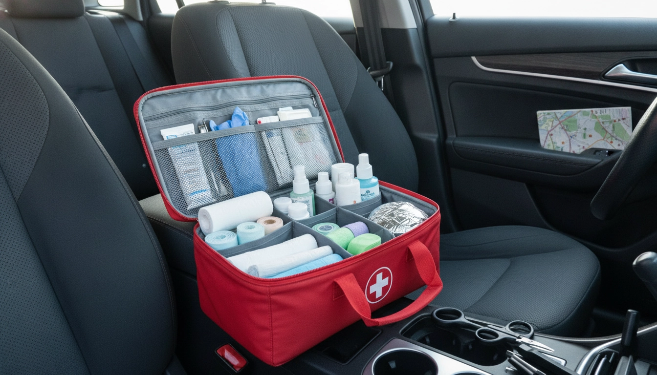 Trousse de secours complète et bien organisée pour garantir la sécurité road trip