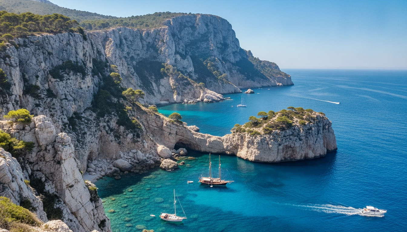 Paysage magnifique pour une session de snorkeling dans les calanques.