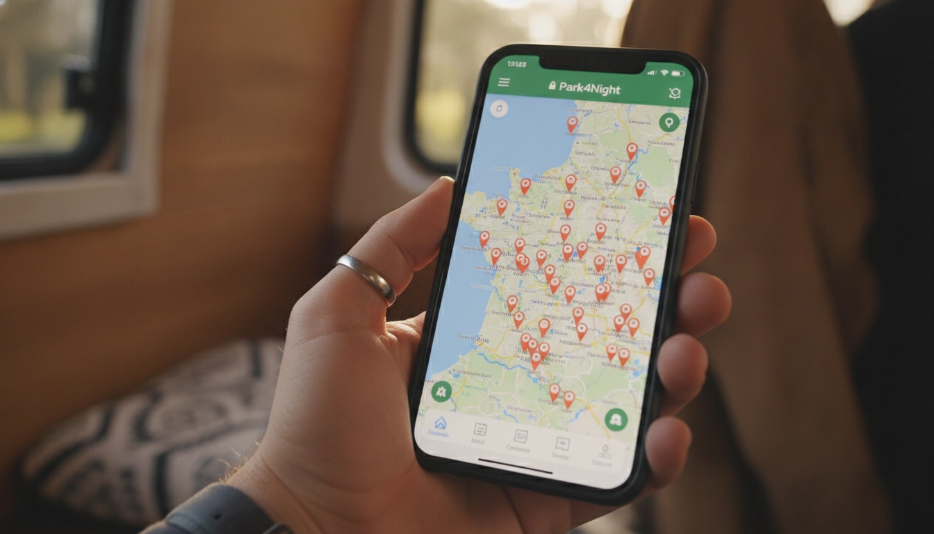 Application Park4Night pour trouver des spots de stationnement van en France