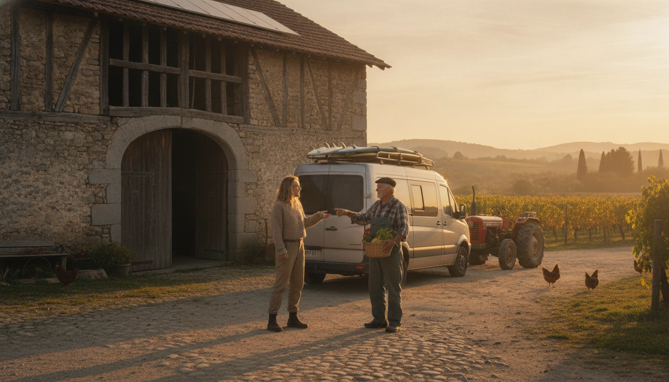 Conseils sur comment négocier stationnement van chez habitant agriculteur dans une ferme authentique.