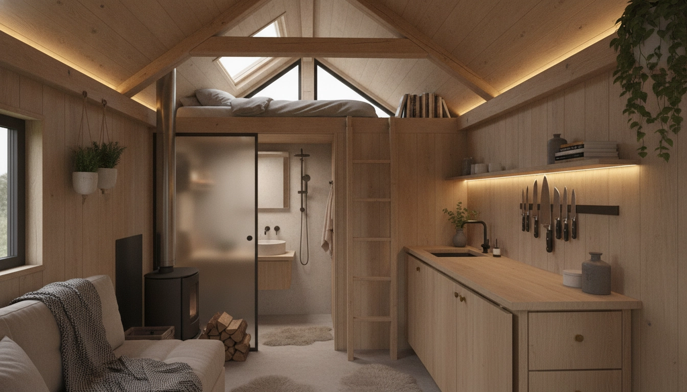 Aménagement intérieur optimisé d'une tiny house pour un road trip confortable en France