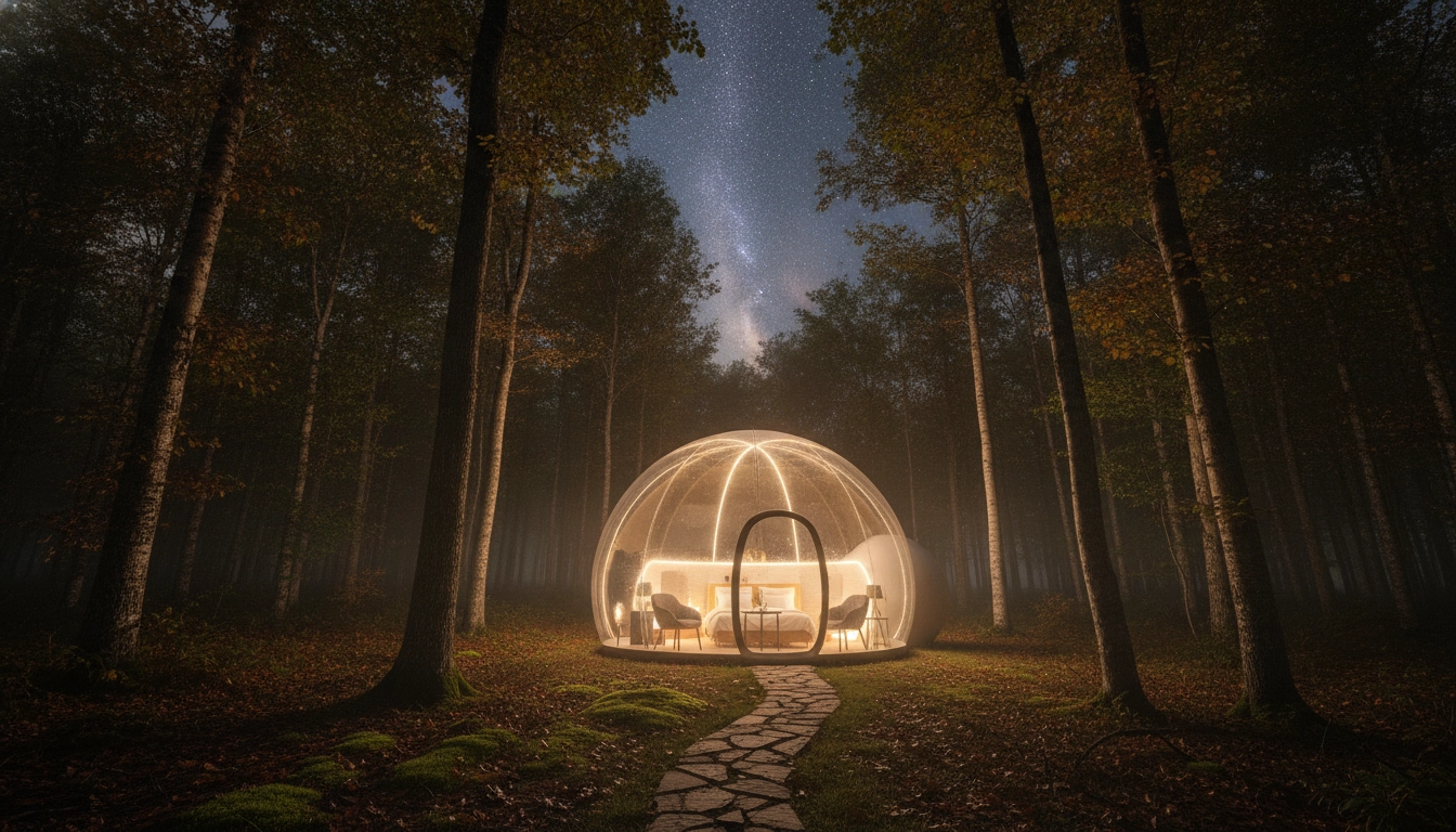 Une bulle transparente en pleine forêt pour une nuit insolite et écologique.